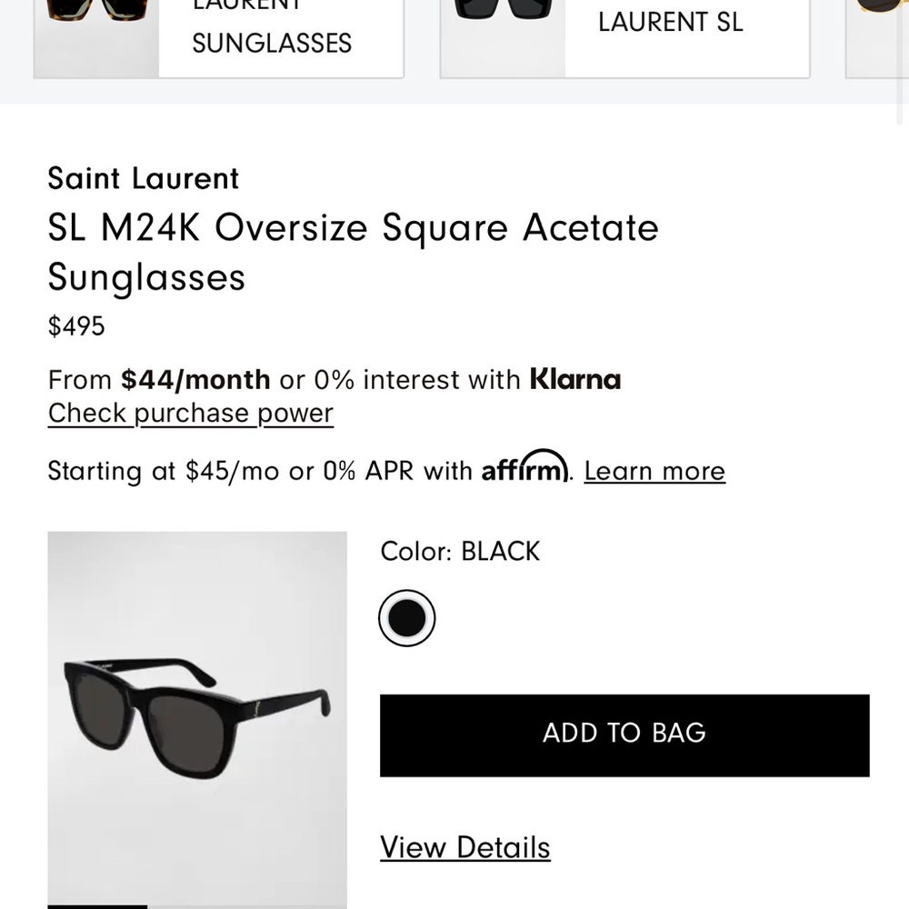 Saint Laurent Oversize Square Acetate Sunglasses - Black